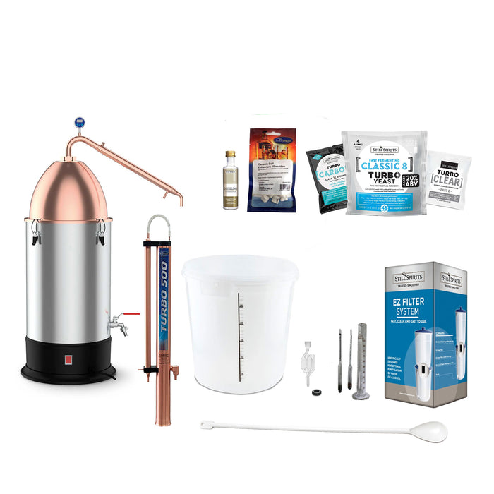 Still Spirits Turbo 500 with Copper Reflux Condenser & Copper Alembic Dome Basic Starter Pack