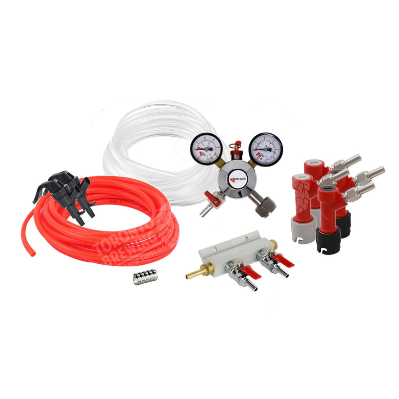 Homebrew Kegging Kit Pin Lock with 2-Way Manifold and Picnic Faucets