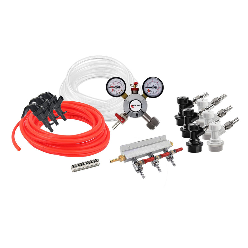 Homebrew Kegging Kit Ball Lock with 3-Way Manifold and Picnic Faucets