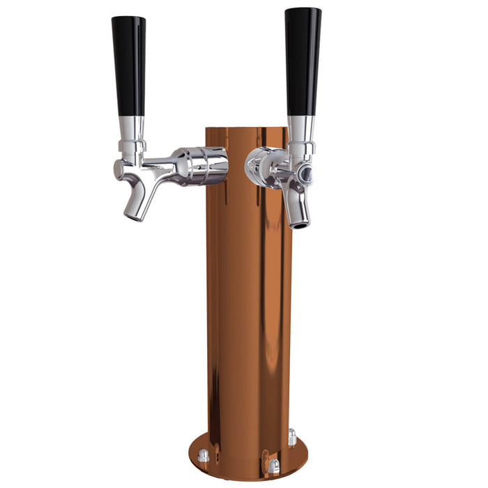 Stainless Steel Cylinder Beer Tower - Dual Tap (Glycol Chilled)