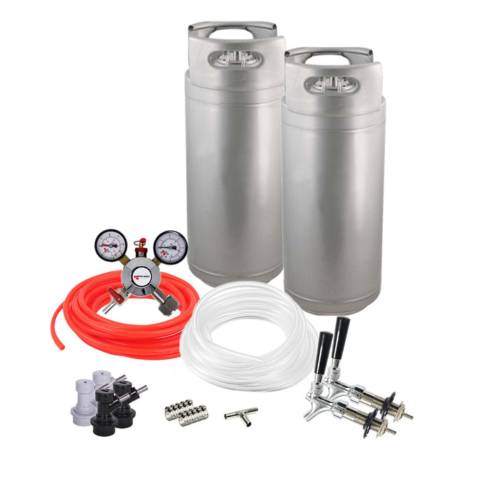 Ball Lock Homebrew Kegging Kit with Two 5 Gallon Cornelius Keg, Beer Shank, and Regulator    - Toronto Brewing