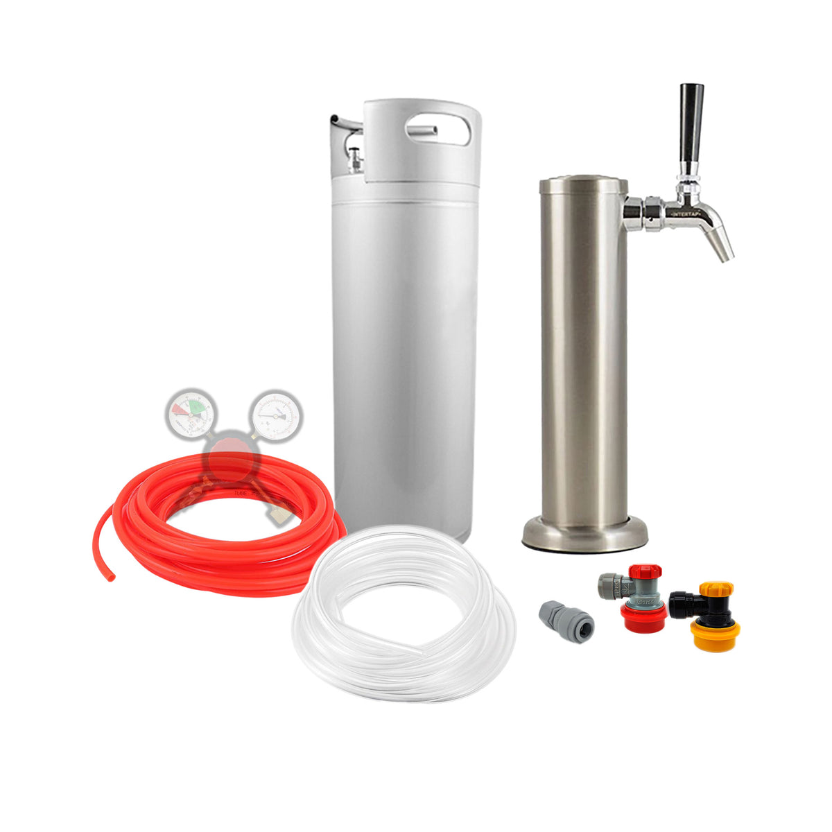 Ball Lock Homebrew Kegging Kit with 5 Gallon Cornelius Keg, Single Tap
