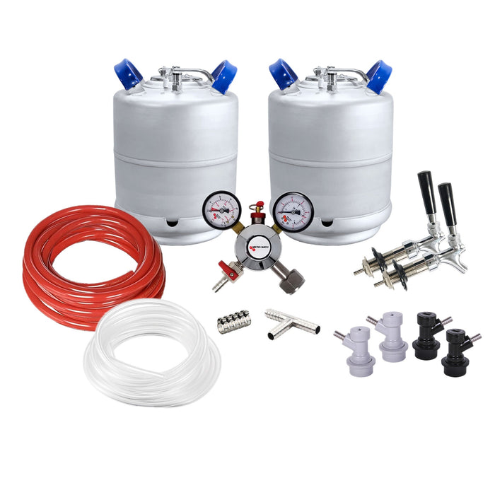 Ball Lock Homebrew Kegging Kit for Two 2.5 Gallon Cornelius Kegs with Beer Shanks, and Regulator    - Toronto Brewing