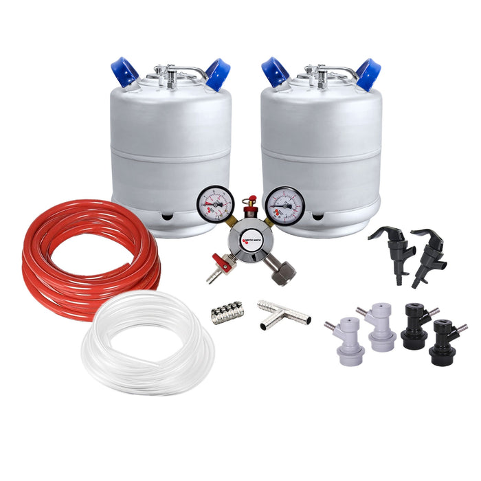 Ball Lock Homebrew Kegging Kit for Two 2.5 Gallon Cornelius Kegs with Picnic Taps and Dual Gauge Regulator    - Toronto Brewing