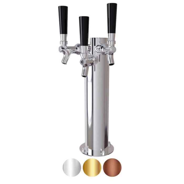 Stainless Steel Cylinder Beer Tower - Triple Tap (Glycol Chilled)