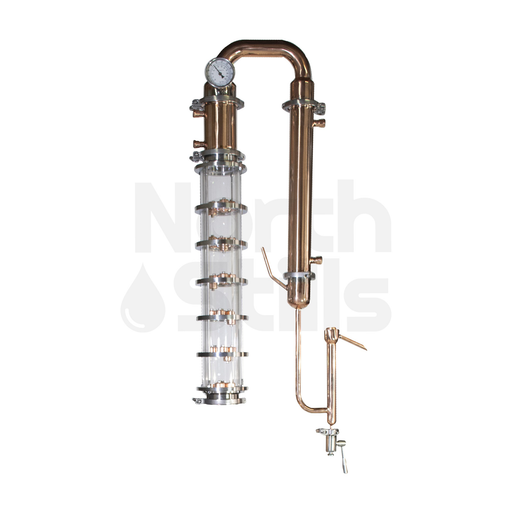 North Stills | 4″ Borosilicate Glass Flute Column with 6 Copper Plate Sections    - Toronto Brewing