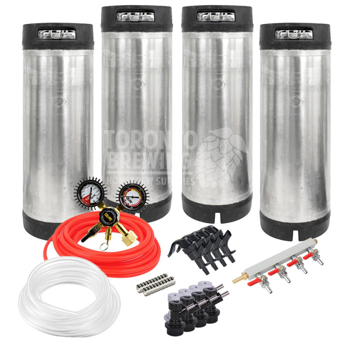 Ball Lock Homebrew Kegging Kit for Four 5 Gallon Cornelius Kegs (USED