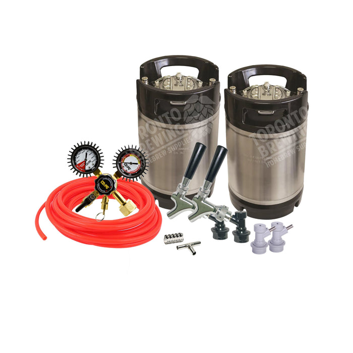 Basic Ball Lock Homebrew Kegging Kit for Two 2.5 Gallon Cornelius Kegs with Faucet Adapter and Regulator    - Toronto Brewing