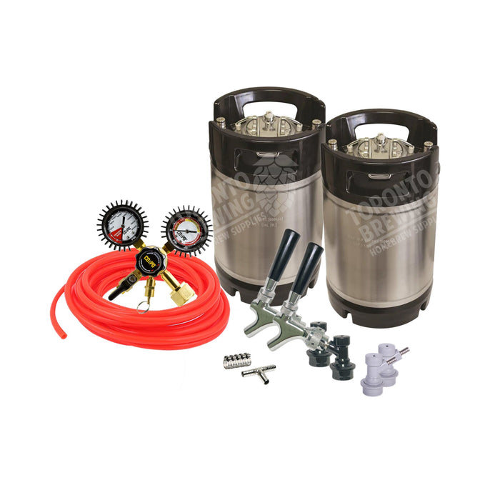 Basic Ball Lock Homebrew Kegging Kit for Two 3 Gallon Cornelius Kegs with Faucet Adapter, and Regulator    - Toronto Brewing