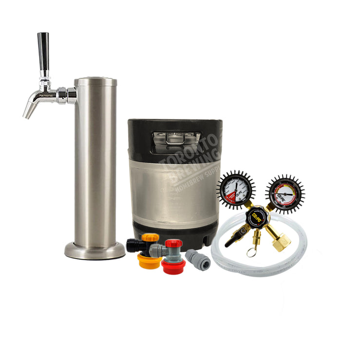 Ball Lock Homebrew Kegging Kit with 1.75 Gallon Cornelius Keg, Single Tap Tower, and Regulator