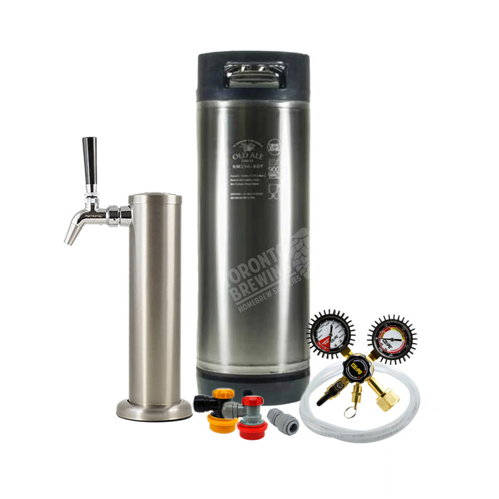 Ball Lock Homebrew Kegging Kit with 5 Gallon Cornelius Keg, Single Tap Tower, and Regulator