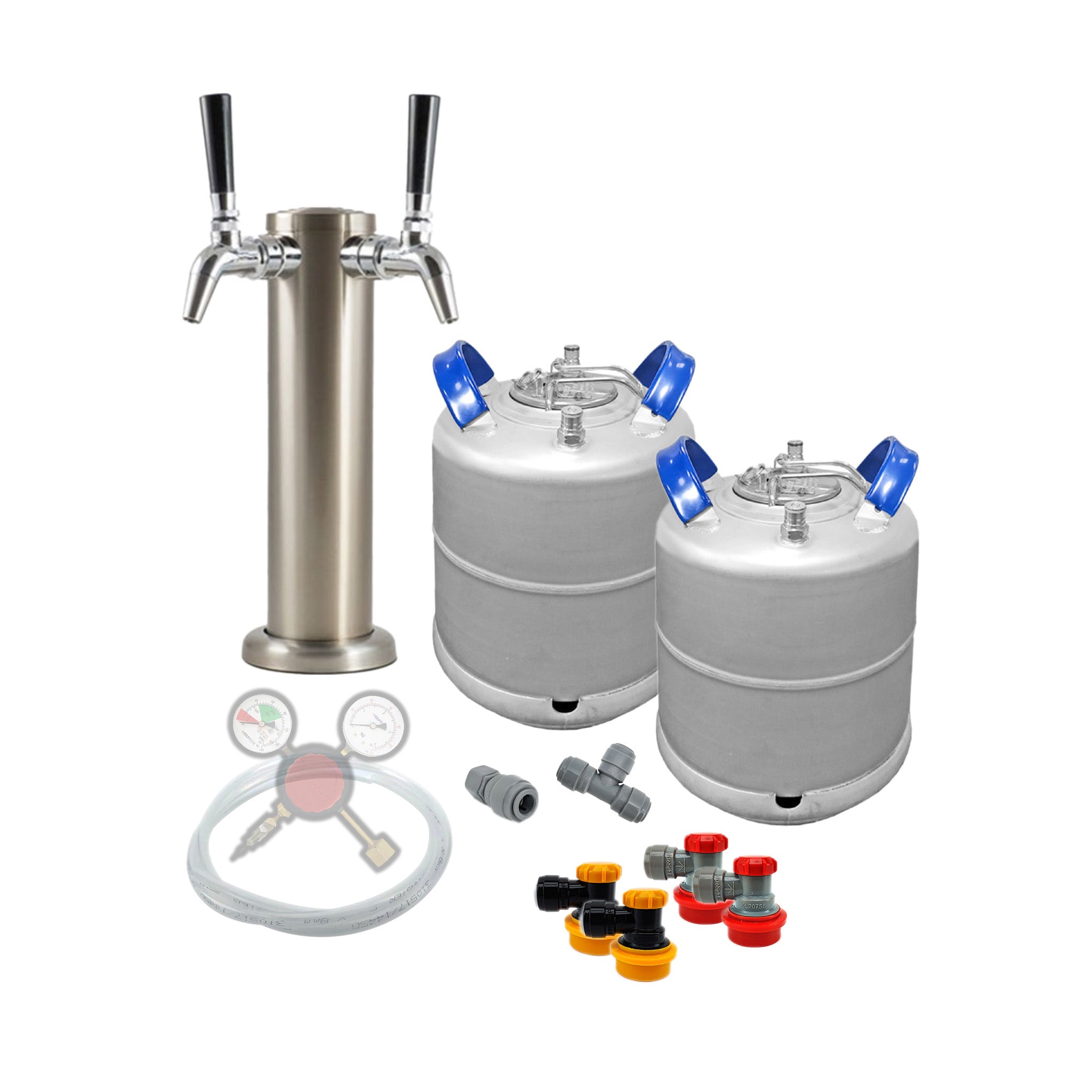 Ball Lock Homebrew Kegging Kit with Two 2.5 Gallon Cornelius Keg, Doub ...