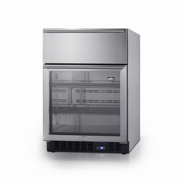 Summit | 24" Wide Built-In Commercial Beverage Refrigerator With Top Drawer (SCR615TDCSS)