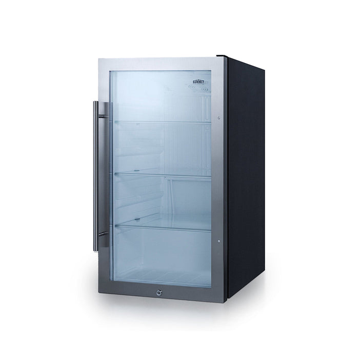 Summit | 19" Wide Indoor/Outdoor Beverage Cooler, Shallow Depth, Black Cabinet (SPR489OS) Stainless and Glass   - Toronto Brewing