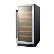 Summit | 33 Bottle Single Zone Built-In Wine Cooler - Stainless Steel (SWC1535B)    - Toronto Brewing