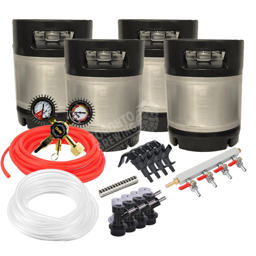 Ball Lock Homebrew Kegging Kit for Four 1.75 Gallon Cornelius Kegs wit