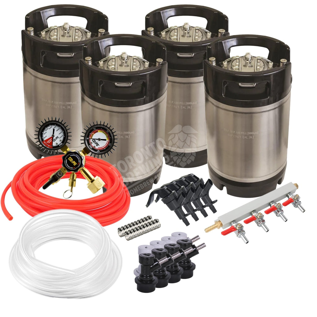 Ball Lock Homebrew Kegging Kit for Four 2.5 Gallon Cornelius Kegs with