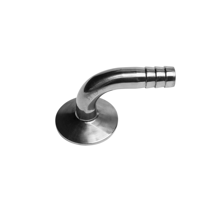 Stainless Steel Tri-Clamp Elbow - 90 Degree 1.5" TC X 5/8" Barb | Spike Brewing