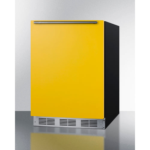 Summit | 24" Wide All-Refrigerator (FF6BK2SS) Yellow Door/Black Cabinet/White Interior (BAR631BKY)   - Toronto Brewing