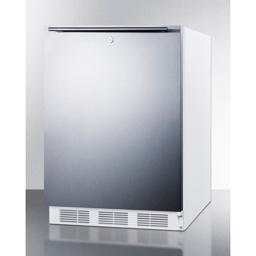 Summit | 24" Wide Accucold General Purpose Refrigerator-Freezer, Built-In and ADA Compliant (CT66LWBIADA) Stainless Steel Front and White Cabinet with Horizontal Handle (CT66LWBISSHH)   - Toronto Brewing