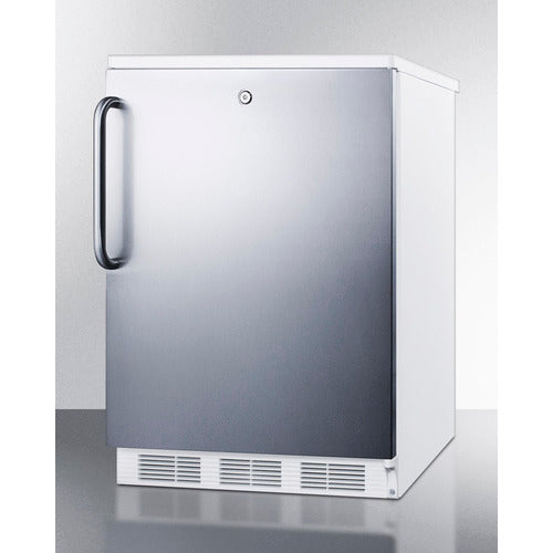 Summit | 24" Wide Accucold General Purpose Refrigerator-Freezer, Built-In (CT66LWBI) Stainless Steel Front and White Cabinet with Towel Bar Handle (CT66LWBISSTB)   - Toronto Brewing