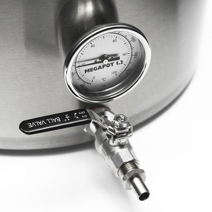 8 Gallon Stainless Steel Brew Kettle w/ Ball Valve (Optional Thermometer) - MegaPot 1.2    - Toronto Brewing